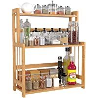 HOMECHO Especiero de Bambú de Pie con 3 Estants Ajustables y Desmontables Soporte para Botes de Especias para Cocina…